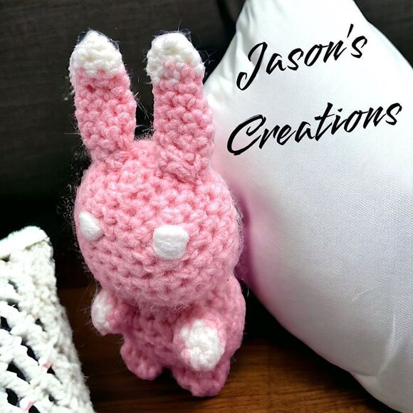 Jason’s Creations l Hand-crocheted l Amigurumi l Sugar Pink Bunny l 6” l New - Picture 1 of 11